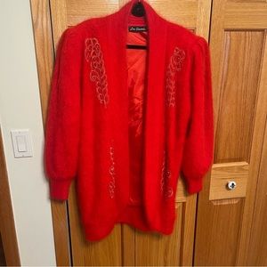 Vintage red angora cardigan. Lee Sands brand. Fully lined. Fits like a l…